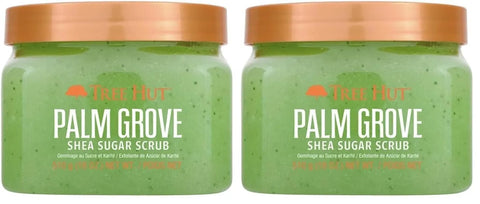 Tree Hut Palm Grove Shea Sugar Scrub, Exfoliating, Hydrating & Moisturizing Body Scrub with Shea Butter & Nourishing Essential Oils, Smooth & Soften Skin, 18 oz (Pack of 2)