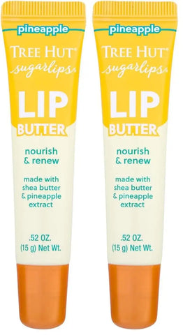 Tree Hut Pineapple Sugarlips Lip Butter, Moisturizing & Nourishing Lip Care for Smooth, Hydrated Lips, 0.52 fl oz (Pack of 2)