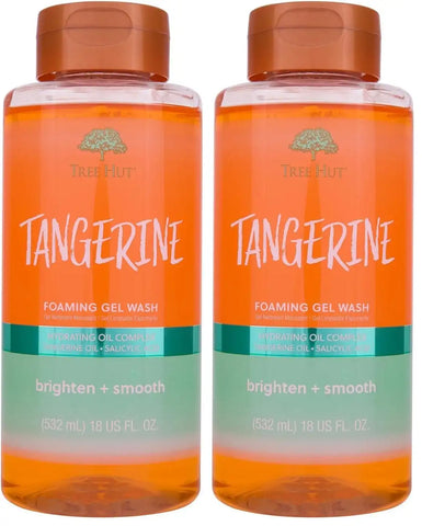 Tree Hut Tangerine Foaming Gel Wash, Hydrating & Moisturizing Body Wash with Shea Butter & Nourishing Essential Oils, Daily Cleanser for Soft Smooth Skin, 18 fl oz (Pack of 2)