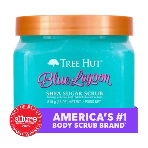 Tree Hut Blue Lagoon Shea Sugar Scrub,Exfoliating,Hydrating & Moisturizing Body Scrub with Shea Butter & Nourishing Essential Oils,Smooth-& Soften Skin,18 oz,(Pack of 2)