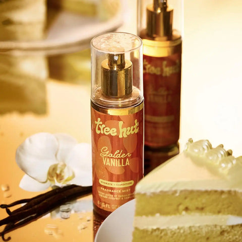 Tree Hut Golden Vanilla Hair & Body Mist, Alcohol-Free Body Spray, 6 Fl Oz | Alcohol-Free Body Spray, Warm Vanilla & Sandalwood Scent, Everyday Fragrance Spray for Women