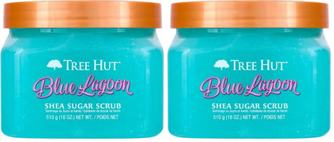 Tree Hut Blue Lagoon Shea Sugar Scrub,Exfoliating,Hydrating & Moisturizing Body Scrub with Shea Butter & Nourishing Essential Oils,Smooth-& Soften Skin,18 oz,(Pack of 2)
