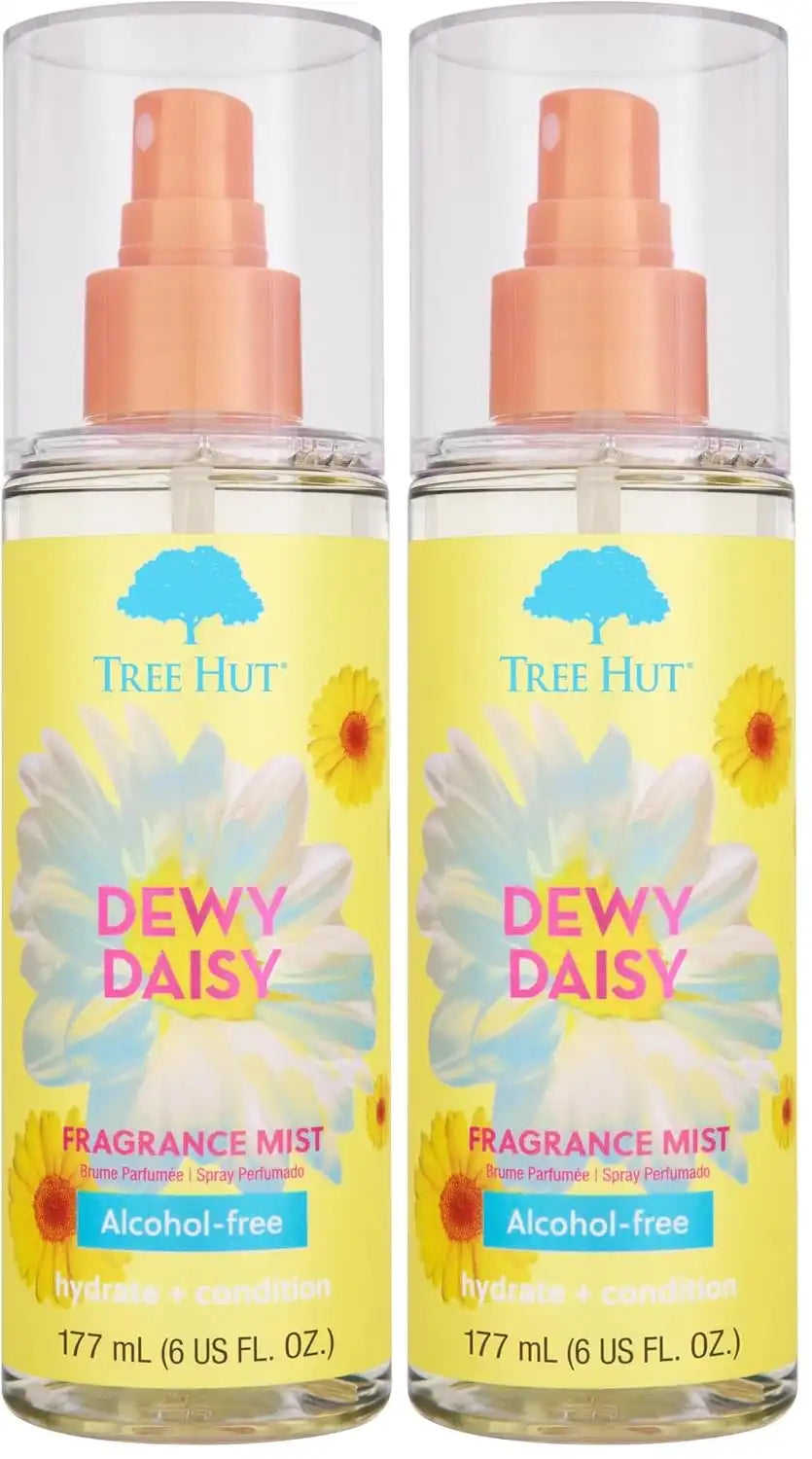 Tree Hut Dewy Daisy Hair & Body Mist, Spritz On for a Refreshed Feel or Layer with Your Favorite Scents, Versatile Body Spray, 6 Fl Oz. (Pack of 2)