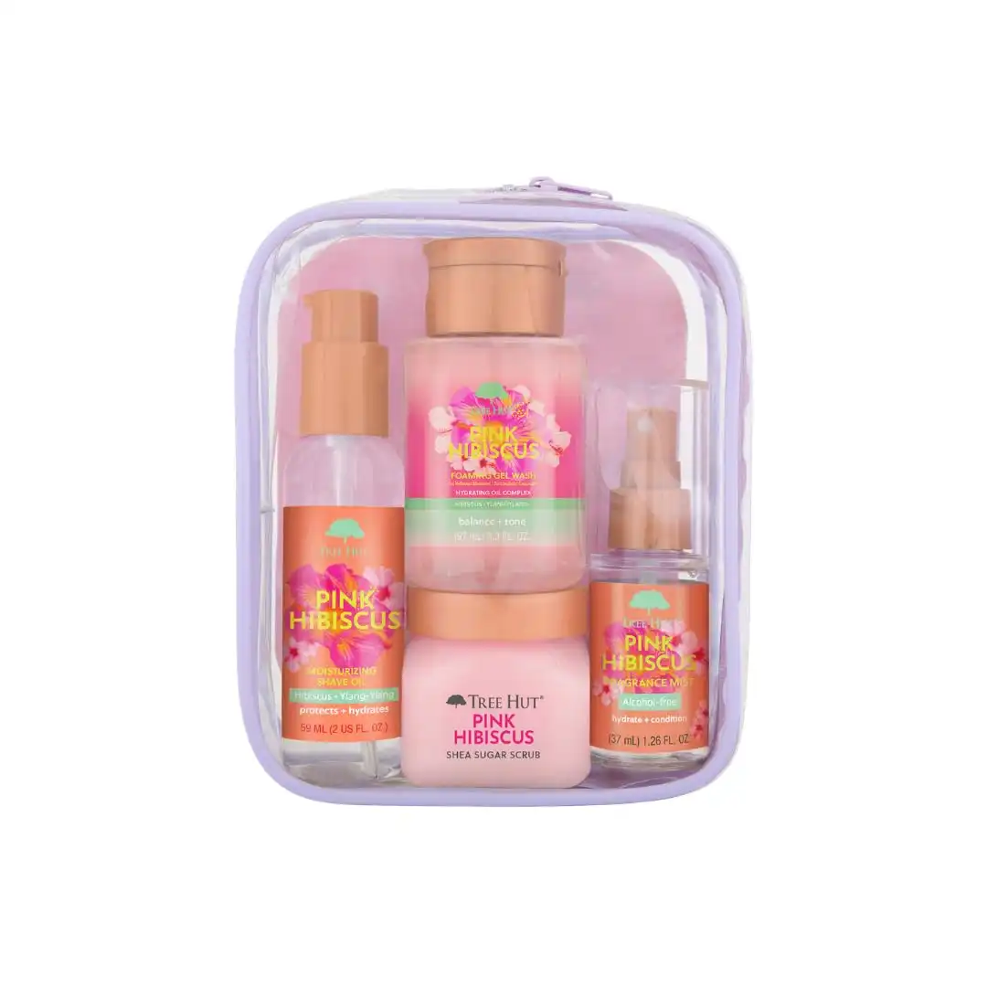 Tree Hut Hibiscus Everything Shower Gift Set, 4 Piece Kit, Travel Size