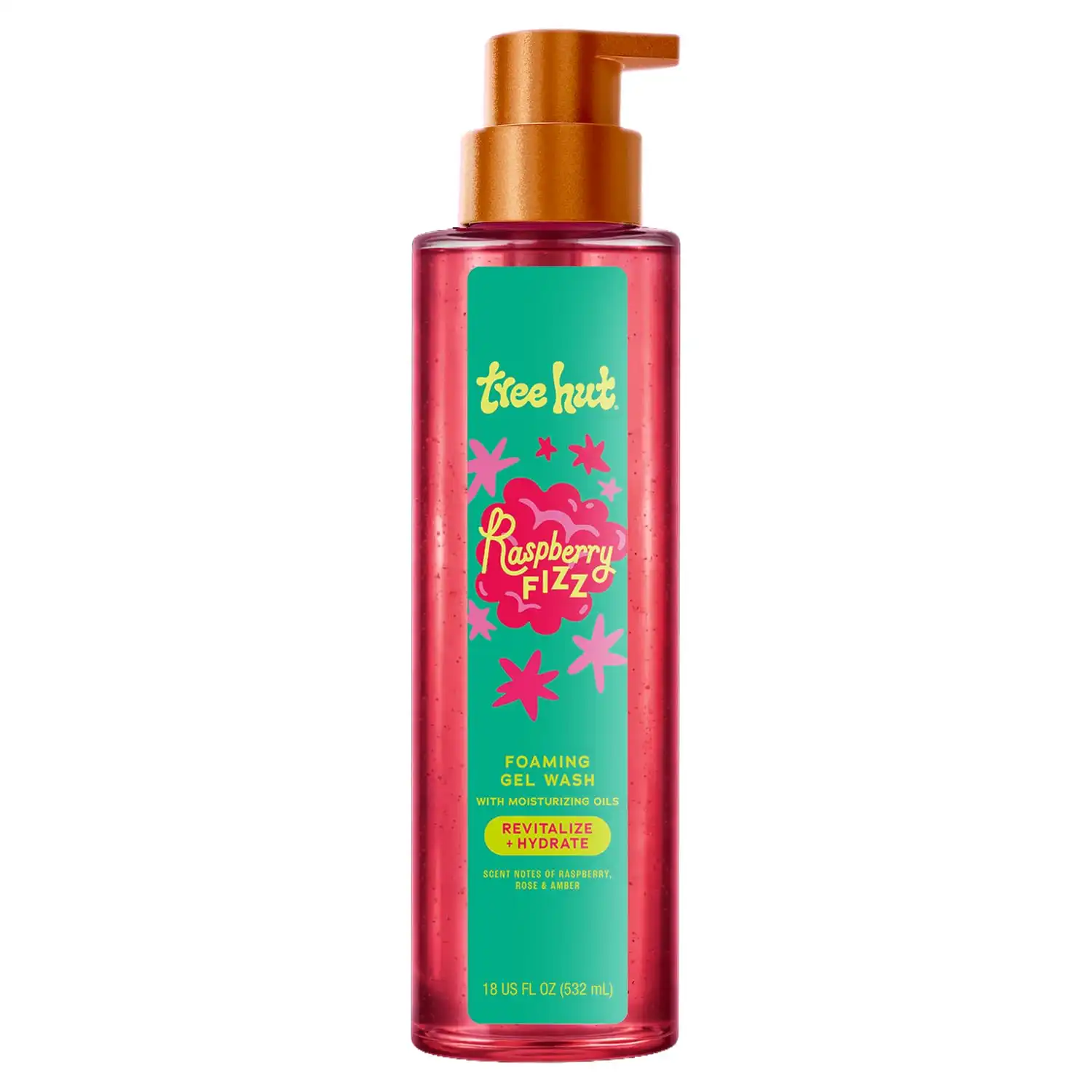 Tree Hut Raspberry Fizz Body Wash with Shea Butter, Pump Bottle, 18 Fl Oz