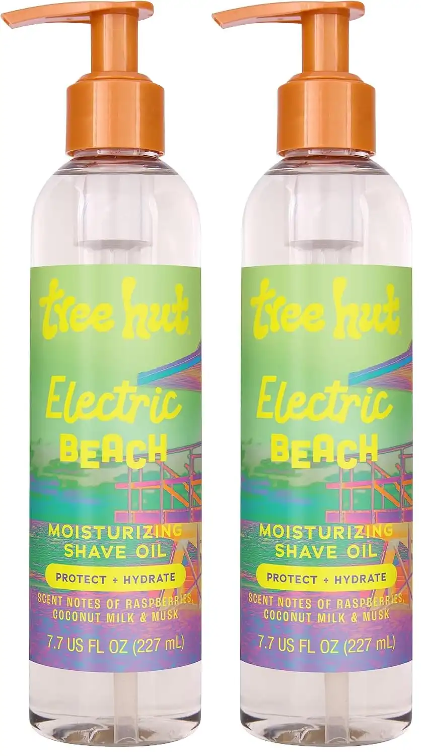 Tree Hut Electric Beach Moisturizing Shave Oil, Hydrating Gel-to-Oil Formula for a Close, Smooth Shave, Made with Shea Butter, For All Skin Types, 7.7 fl oz (Pack of 2)