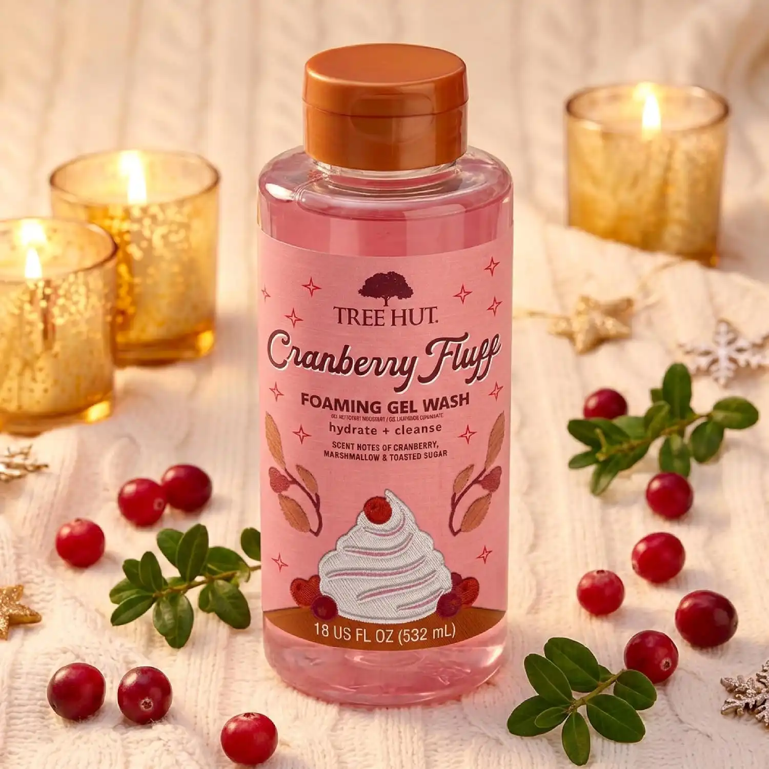 Alternative view of Tree Hut Cranberry Fluff Body Wash, Limited Edition Holiday, 18 Fl Oz